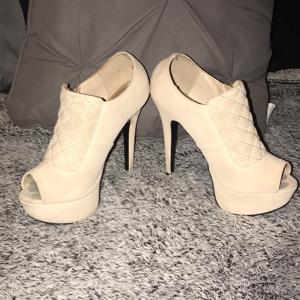 Soft pink platform booties